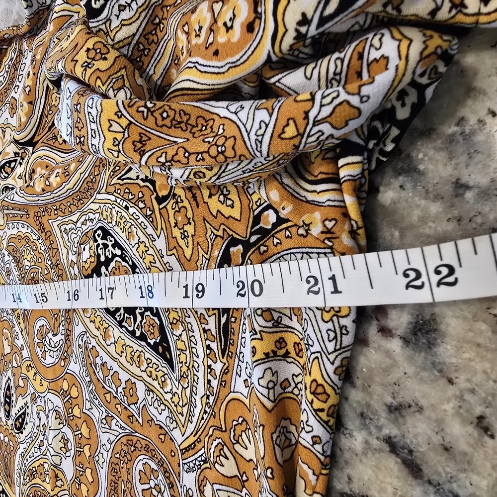 Michael Kors Yellow and Brown Paisley Top